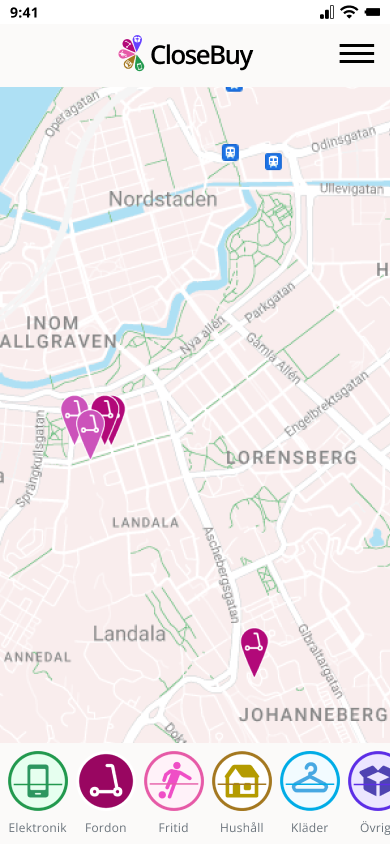 Closebuy filter page showing category icons